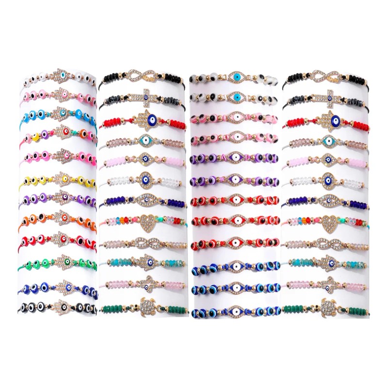 48 Unidades De Pulseras Mexicanas Con Cuentas Doradas Con Fo