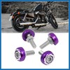 A ABSOPRO Purple Silver Tone License Plate Bolts Screws Car