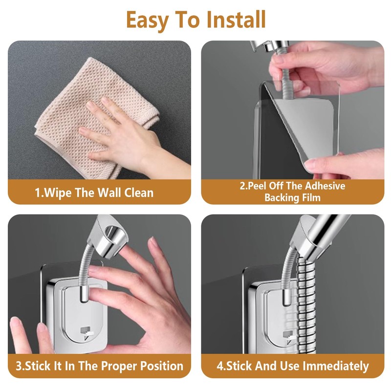 360° Adjustable Flexible Suction Cup Shower Head Holder, Wall Mount