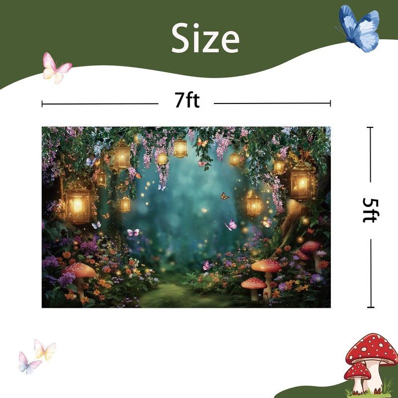 Raoycla Enchanted Forest Backdrop, Fairy Woodland Forest Mushroom Party Decorations
