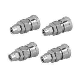 BIUDECO 4Pcs C Type Pneumatic Push Connectors for Automation Equipment Air Compressor Easy to Install High Precision Pressure Resistance Quick Coupling Joint Silver