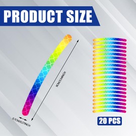Rebvugr 20PCS Reflective Car Wheel Decorative Stripe Stickers, Night Safety Warning Tape Sticker, Anti-Scratch Tire Rims Sticker, Car Accessories Fluorescent Decals for Vehicles (Rainbow)