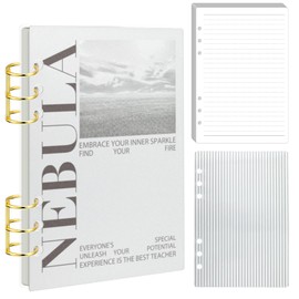 Maitys A5 Acrylic Binder 6 Ring Frosted Clear Stripe Binder Planner Cover Clear Acrylic Notebook Cover with 48 Sheets Lined Inner Paper Gold Metal Round Rings A5 Planner Budget Binders