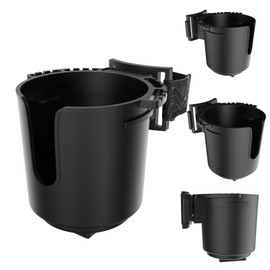 Wheelchair Cup Holder with Multi-Angle Adjustment and Multi-Function Bracket, Designed Cup Holder for Bottle with Handle, Cup Holder for Rollator, Stroller, Camper, Golf cart (Black, Medium)