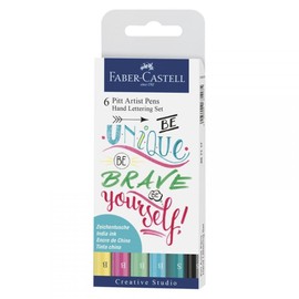 FABER-CASTELL - Pennarelli a inchiostro Pitt Artist Pen Lettering, 6 pezzi