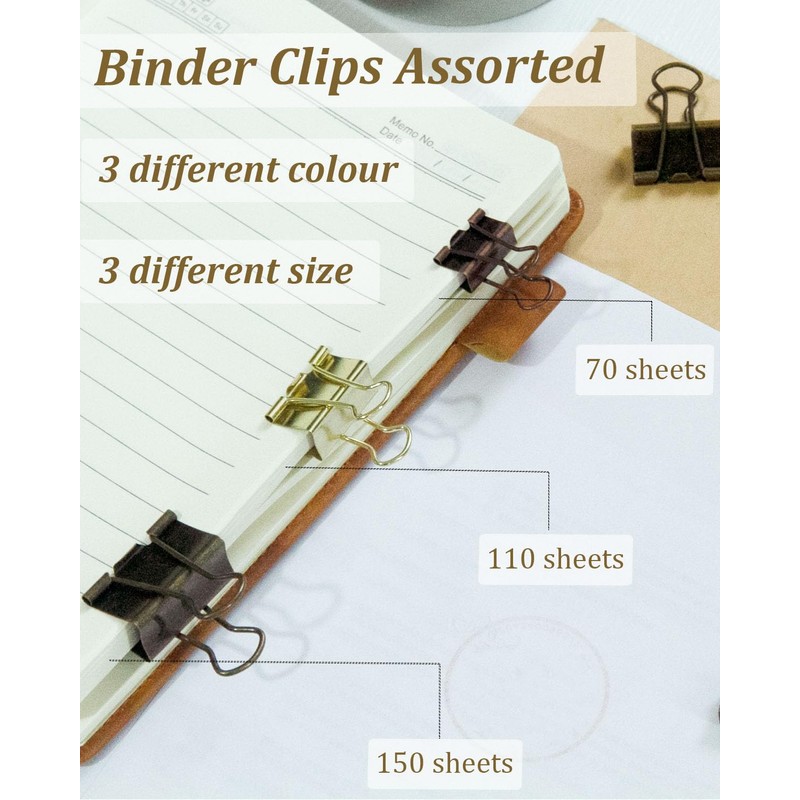 Mini Binder Clips 0.75in 24-Pack - Multicolor Bronze Clips for