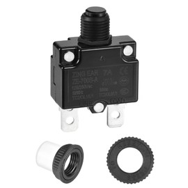 DMiotech 7A Thermal Circuit Breaker 125/250V AC 50V DC 1.8x1.1x0.6" Manual Reset Overload Protector with Quick Connect Terminal and Waterproof Cap for Overload Protection