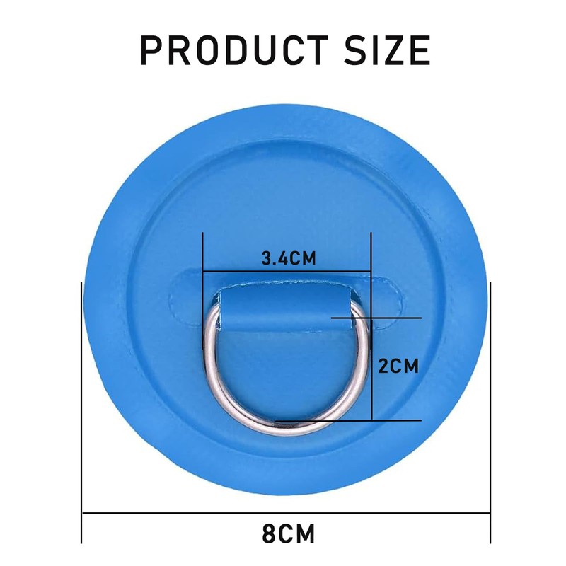 WERIGONI 4 Piece Dinghy Kayak D-Ring Patch Stainless Steel D-Ring