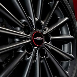 MINI 36122469710 Floating Center Caps Compatible with All Original Alloy Wheels on F5x and F60 Models (JCW Logo, Set of 4 Caps)