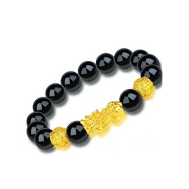 Stocking Stuffers Holiday Outfits for Women 2024 Feng Shui Bracelet Sagin Pixiu Bracelet for Men Black Obsidian Bracelet for Women Feng Shui Elastic Bead Bracelet for Attracting Wealth and Good Luck for Women Men