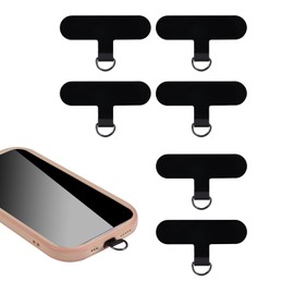 SAVITA 6pcs Cell Phone Tether Tabs, Crossbody Phone Strap Tether Tabs Multifuctional Phone Lanyard Patch Pad for Most Smartphones (Black)
