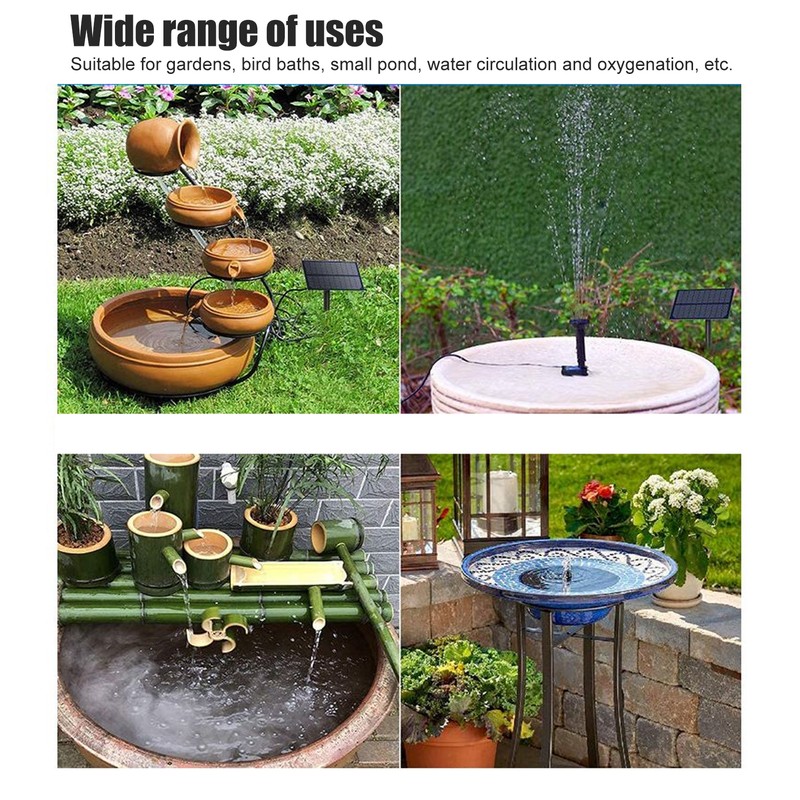 Solar Powered Fountain Outdoor Square 5V Floating Bird Bath Fountain