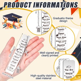 Skyygemm 12 Pcs Metal Graduation Inspirational Bible Verse Christian Bookmarks Cross Chain Class of 2025 Graduation Gifts Christian Religious Gifts for Him Her College High Middle School Students Grad