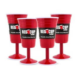 Reusable Red Wine Glasses with Stem, 14oz – Thick, Heavy-Duty Drinking Glasses for Parties, Travel, Camping | Durable Champagne Flutes, Perfect for Christmas Gift Set, Sturdy Wine Glasses - Set of