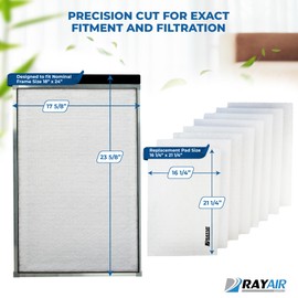 RAYAIR SUPPLY 18x24 Replacement Filter Pads Compatible with Respicaire CG MicroCLean 95 Air Cleaner 18x24 Refills (4 Pack)