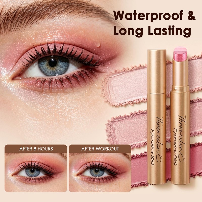 3 Color Rose Eyeshadow Stick (Sparkling rose color)