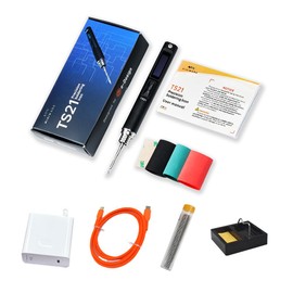 MINIWARE TS21 Digital Soldering Iron with 65W Power Adapter, Aluminum Alloy Body, Precise Temperature Control & Portable Design, for Electronics Repair, DIY, Hobbyists, Black