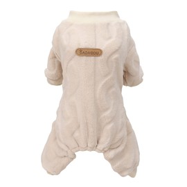 Izefia Dog Jumper Dog Clothes Fleece Dog Wool Jumper Winter Warm Sweatshirt 4-Leg Jumpsuit Pyjamas Twist Print Jumper for Small Dogs Medium Dogs Cats