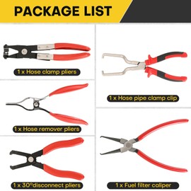 Acymner 5PCS Fuel Line Disconnect Tool | Fuel Line Pliers Set Include Hose Remover, Fuel Filter Caliper, Hose Pipe Clamp Clip, Hose Clamp Pliers, 30 Degree Disconnect Pliers Set