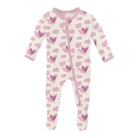 KicKee Infant & Child Footie Pajamas – Ultra-Soft, Snug-Fit Bamboo Viscose for Cozy Bedtime Cuddles (Natural Flying Pigs - 3-6 Months)
