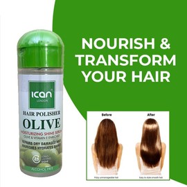 ican London Hair Polisher Olive Moisturizing Shine Serum Alcohol Free 207ml