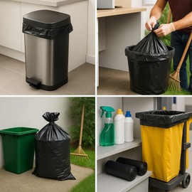 Heavy Duty Black Bin Bags 70L – 30 µm Extra Strong Rubbish Sacks for Garden Waste, Refuse & Recycling – 40 Pack Durable Trash Bags