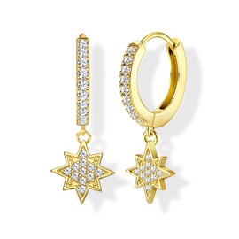 MILACOLATO Hoop Pendant Earrings Gold for Women Hoop Earrings Silver 18K Gold Plated Small Small Hypoallergenic Medium Heart Star Surgical Steel Women's Earrings Women's Nickel-Free Jewellery Women,