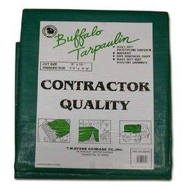 T.W Evans Cordage G1216 12-Feet by 16-Feet Contractor Grade Poly Tarp, Black/Green