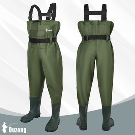 Kids Chest Waders for Toddler Children Waterproof Youth Fishing Waders for Boys Girls Neoprene Hunting Waders with Insulated Boots(Green,12-13T)