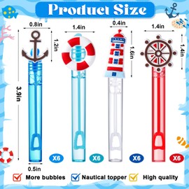Rotatingpals 24 Pcs Nautical Bubble Wands Bulk Nautical Sailor Party Favors Cruise Mini Bubble Wands Summer Anchor Rudder Lighthouse Gift for Ocean Sailing Theme Baby Shower Birthday Party Supplies
