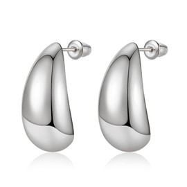 Anten Pink 18K Gold Earrings, Lightweight Waterdrop Open Hoops Golden Earrings, Women's Hypoallergenic Jewellery Gifts for Women, Ladies, Girls, Brass