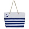 Leisureland Waterproof Canvas Rope Handle Beach Tote Bag (Anchor Royal