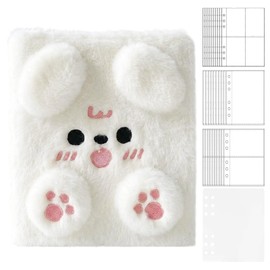 シール帳 バインダー A6 ふわふわ 可愛い 【バインダー×1 リフィル×30枚 下敷き×2枚】 A6サイズ シール帳 PPシート バインダー型ノート カードポケット シール台紙 可愛い 動物 推し活グッズ シール収納 女の子 コラージュノート アルバム (白耳ワンちゃん（A6サイズ）)