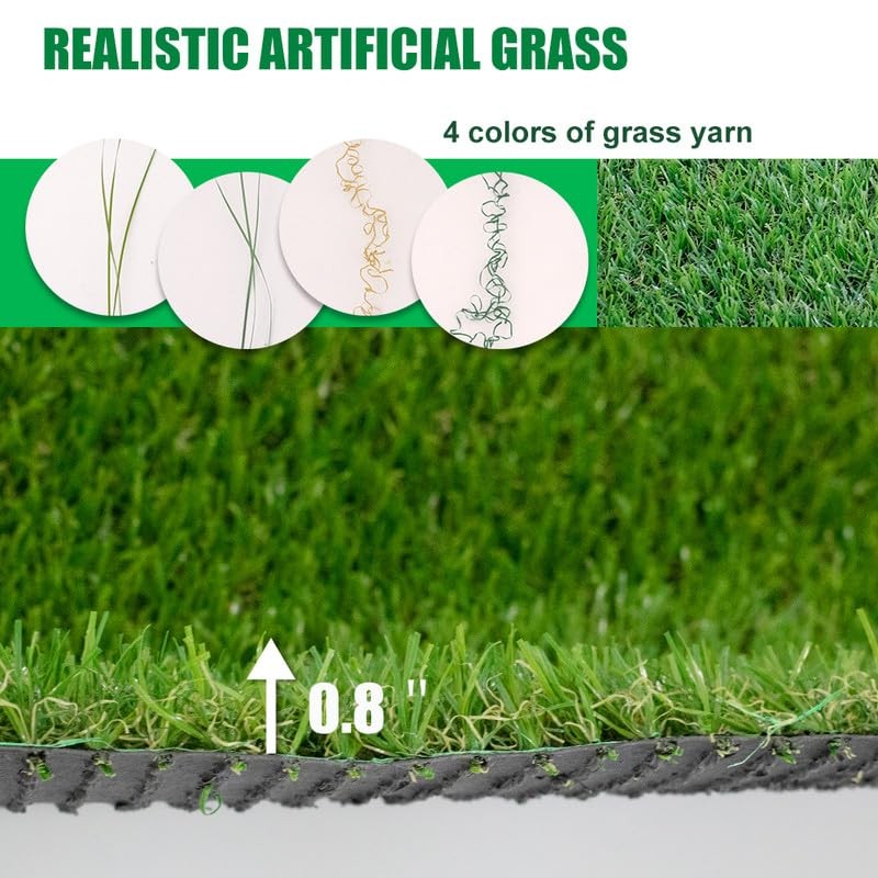 SHNOSU Artificial Grass Turf 4FTX5FT Outdoor Rug 0.8 Inch Fake