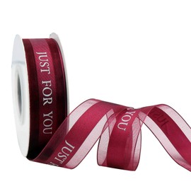 1 Inch Wine Red Chiffon Easter Ribbon, Just for You Ribbon for Gift Wrapping, Holiday Party, Wedding Decorations, 22 Yards Gift Ribbon for Balloons, Sewing, and Floral DIY Decor