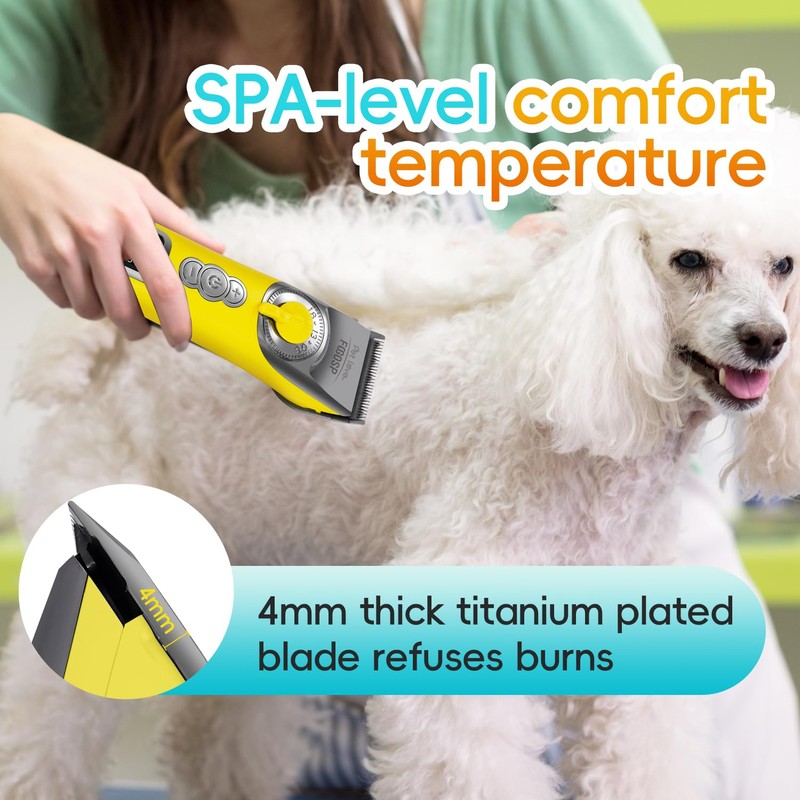 FOGOSP Cordless Dog Grooming Clippers 12H Runtime Replaceable Blade 3-Speed