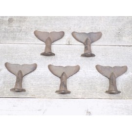Midwest Craft House 5 Cast Iron Whale Tail Hooks Or Drawer Pulls Coat Hat Closet Hall Tree