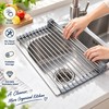Roll-Up Stainless Steel Sink Drying Rack for Kitchen Counter Space