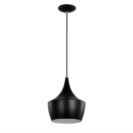Edvivi 1-Light Pendant Light Modern Matte Black and Brushed Nickel Ceiling Light with Black Geometric Metal Shade, Adjustable Hanging Light Fixture for Kitchen Island, Dining Room, Bedroom, 9.5 in.