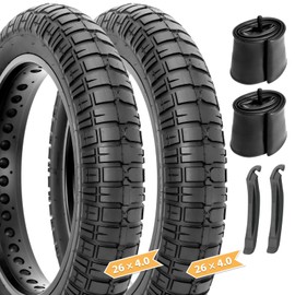 26x4.0 Fat Bike Tires Set: Hycline 2-Pack 26x4 Inch Heavy Duty Folding Replacement Ebike Fat Tires, All-Terrain High-Density Bicycle Tires with Inner Tubes and Tire Levers for Urban/Trail Riding