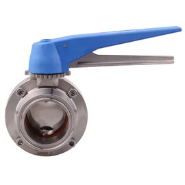 DERNORD 2 Pack Butterfly Valve with Blue Trigger Handle Stainless Steel 304 Tri Clamp Clover (2 inch Tri Clamp Butterfly Valve)