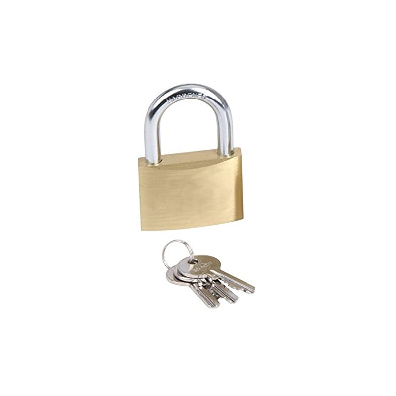 Merriway BH03561 Brass Padlock with 3 x Keys, 60mm (2.3/8
