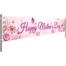 Happy Mothers Day Banner Large 118x19 Inch Mother's Day Decorations for Indoor Outdoor Yard Home Party Decorations