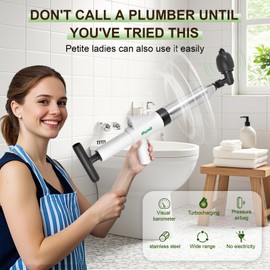 Gecyfit Toilet Plunger, High Pressure Drain Unclogging Tool, Plungers for Bathroom, Floor, Shower, Sink Heavy Duty, Multi-Purpose Air Pump Plunger for Toilet, Toilet Snakes for Hair Clog Remover