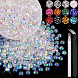 2500PCS 5mm Resin Jelly Rhinestones in Bulk (Transparent AB), Bedazzling Flatback Crystals Rhinestones for Crafting DIY Nail Decoration, Gems Diomand Charms for Tumbler Shoes Clothing Fabric