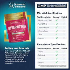 Essential Elements Hydration Packets - Watermelon Cucumber Pack - Sugar Free Electrolytes Powder Packets - 25 Stick Packs of Electrolytes Powder No Su