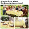 QIKSION Yellow Gingham Tablecloth Disposable 6 Pack, 54 x 108