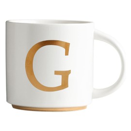 COLLECTIVE HOME - Tazas de cerámica con monograma, tazas de café con inicial dorada de 15 onzas, elegantes tazas de té del alfabeto, elegante taza personalizada con caja de regalo, taza única con