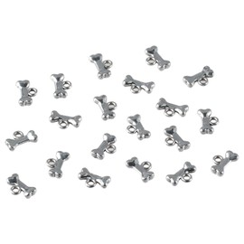 [Qicarkey] 120 Pcs Dog Bone Charms Silver Alloy Pet Dog Bone Charms for Jewelry Craft Making