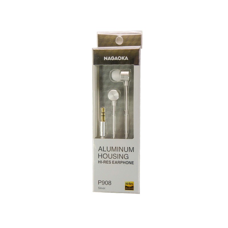 NAGAOKA P908SV Wired Earbuds for High Resolution Sound Sources, Silver